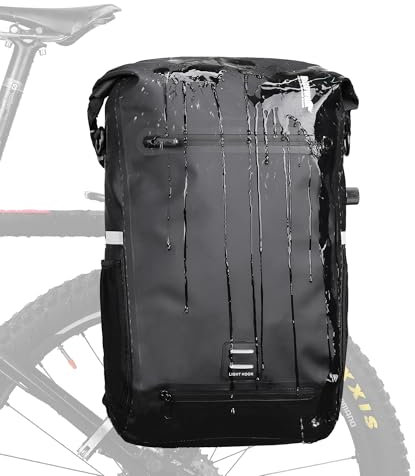 ENJOHOS Multifunktional Fahrradtaschen für Gepäckträger Fahrradrucksack Wasserdicht Fahrrad Gepäckträgertasche Seitentasche Fahrradtasche Laptop Reisetasche mit Helmnetz und Schultergurt, Schwarz-22L