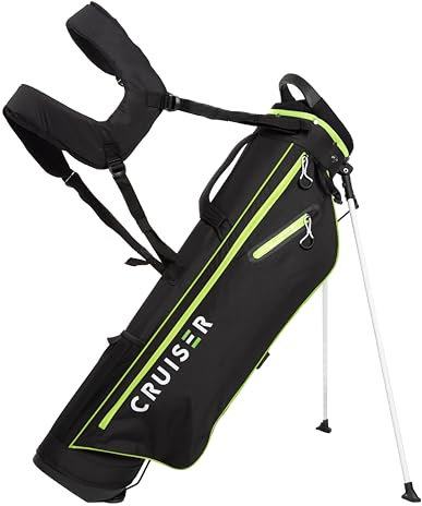 CRUISER GOLF (CR-Lite) Superleichte Golftasche mit Ständer (1,5 kg) Gepolsterter Doppelschultergurt (Schwarz Grün Neu)