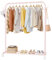 Clothes Rail, Portable Clothes Rack with Hook and Metal Storage Shelf, Heavy Duty Clothes Rail on Wheels, Clothes Rails for Bedroom, Hanging Rails for Clothes, Holds up to 40 kg, Pink