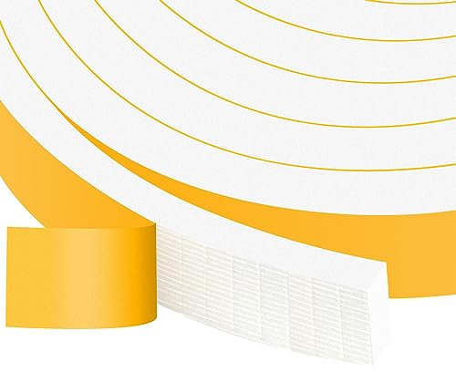 YIMIKI Adhesive Door Seal Strip, Self-Adhesive Foam Tape for Insulation & Soundproofing, Gap Sealing for Windows & Doors, Home Sealing,2 Rolls, Total 4M