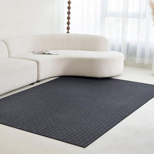 CASTLYE Moderner Kurzflor Teppich aus Kaschmirimitat - Faltbarer, Waschbarer Wohn- und Schlafzimmerteppich, 140 x 200 cm, Schwarz