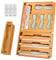 comfoyar 9 In 1 Bamboo Storage Bag Organizer with Slider, Foil and Plastic Wrap Organiser with Cutter for Kitchen Drawer, Bag Storage Dispenser for Gallon Quart Sandwich Snack Bag 12 Roll