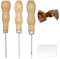 JEYORZY 3 Piezas Punzón, punzón de coser de cuero, punzón de coser, punzón doblado con mango de madera, kit de punzonado, herramienta de bricolaje