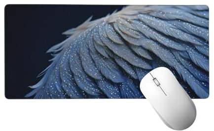 Tapis de Souris de Jeu, Blanc Tapis de Souris XXL 90 x 30 cm, sous Main Bureau Gaming Grand, Mouse Pad Plume Accessoires Bureau, Base en Caoutchouc Antidérapante, pour Gamer, Ordinateur, PC H-177