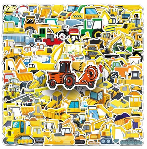 100 Pcs Funny Engineering Stickers for Water Bottle Waterproof Sticker for Laptop Skateboard Phone Car Decals for Teens Adults for Party Favors Supplies Decor (Cartoon Vehicle Stickers)
