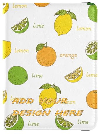 Kartenhalter aus Leder, Reisepasshülle, bunt, Limettengrün, Orange, Zitrusfrüchte, personalisierbar, Dokumenten-Organizer, Zubehör, leicht, Bunte Limettenorange Zitrusfrüchte