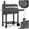 Berdsen Grill Holzkohlegrill Grillwagen mit Deckel Thermometer Grillkamin 122 x 109,5 x 48 cm Grau