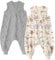 Unnivoll Baby Schlafsack mit Füßen 0,5 Tog Schlafsack Baby Sommer 2er Pack Baumwolle Schlafsack mit Beinen Babyschlafsack Weich 70 cm für Jungen Mädchen Beige Grau Elefanten