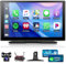 Motorsi 9 Pouces Stéréo de Voiture Portable avec A-pple Carplay Android Auto sans Fil, écran Tactile 7-32V, Assistant Vocal de Caméra Arrière/Bluetooth/Transmetteur FM/AUX/TF+AHD Arrière Caméra