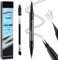 LOPHE Microblading Augenbrauenstift, Augenbrauenstift Wasserfest 2-in-1 mit 2 Gabelspitze Applikato und Augenbrauenpinsel, 03# Dunkelbraun