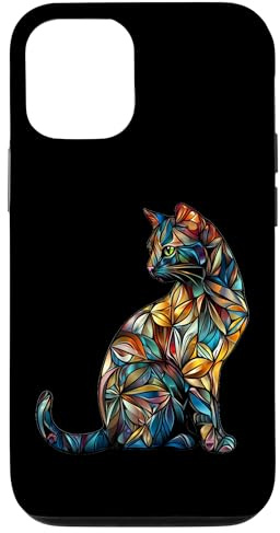 Stained Glass Window Cat Art Hülle für iPhone 12/12 Pro