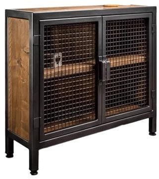 Mesa de isla de cocina rústica vintage con almacenamiento rústico para almacenamiento y almacenamiento en el hogar