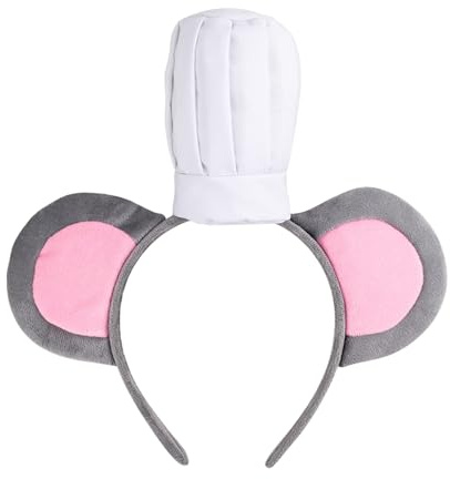 RmKbe Maus-Stirnband mit Kochmütze, niedlicher Cartoon-Ratten-Haarreif, Cosplay-Requisiten, Ratten-Kopfbedeckung für Halloween, Cosplay-Party