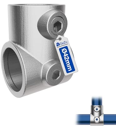 GeZu Impex Short Tee Tube Clamp Ø 42 mm | Hot Dip Galvanised Silver Single Socket T Connector Pipe Fitting Tube for Tubular Assemblies