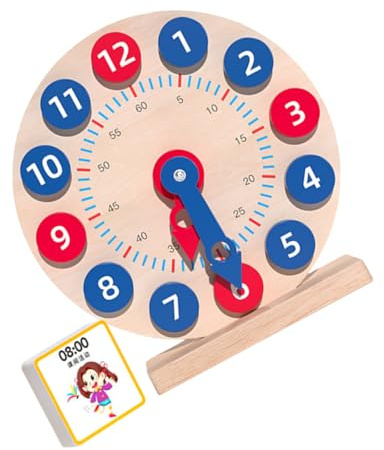 WEKAMOS Holz Zahlen Uhr Spielzeug Für Junge Mädchen Lernen Uhr Kognitive Entwicklung Kinderteller Lernspielzeug Mathematik Modell Junge Mädchen
