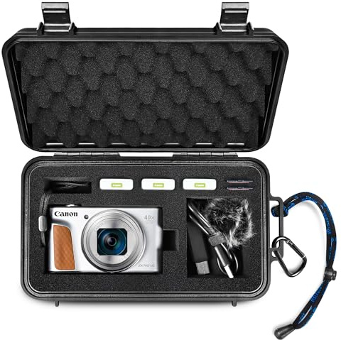 LEKUFEE wasserdichte Reise-Hartschalen-Tasche für Canon SX740 HS PowerShot / SX730 / SX720 HS Digitalkamera, NB-13L Akku und Zubehör – Schwarz (Nur Tasche & Etui)