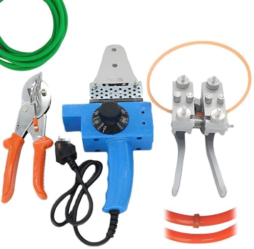 Saldatrice per cinghie rotonde in PU, saldatrice elettrica a caldo fino a 300 ° C con forbici e kit di fissaggio per tubi in PVC, PPR e PE