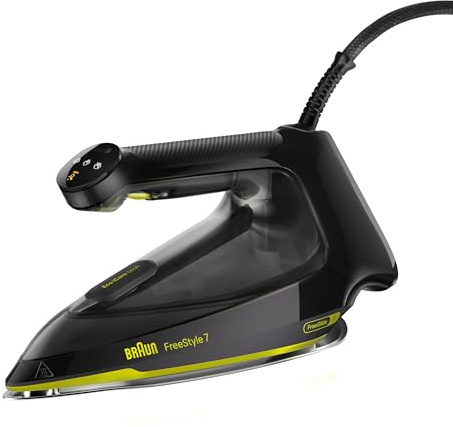 Braun FreeStyle 7 – Dampfbügeleisen mit ergonischem Griffdesign, Bügelergebnisse wie mit einer Dampfbügelstation, Schnelles und müheloses Bügeln, Schwarz/Grün (FI 7255 GR)