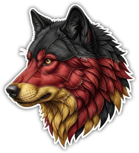 Samunshi® Wolf Deutschland Aufkleber Sehenswürdigkeiten Autoaufkleber für Motorrad Fahrrad Helm oder Auto Wohnmobil 9x10cm