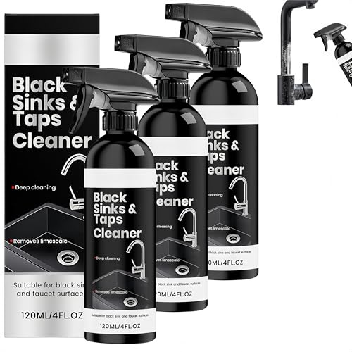 Pulitore Rubinetti Neri Senza Graffi, Rimuovi Calcare da Acqua Dura, Sicuro per Rubinetti Neri, Adatto per Lavandini, Piastrelle Ceramiche del Bagno (3 Pezzo)