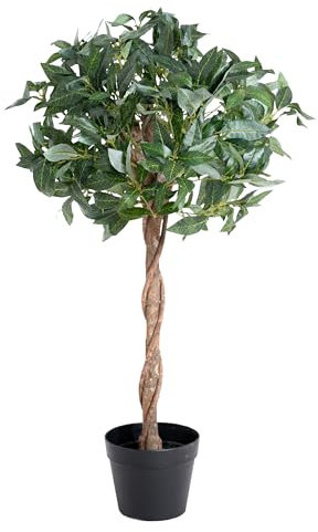Blooming Artificial - Artificial Bay Tree in Pot for Garden, Home, and Office, Year Round Decorative Foliage, UV and Water Resistant (Green) (90cm)