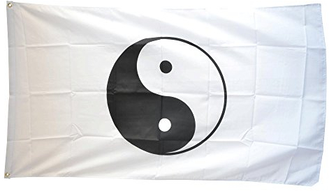 Flaggenfritze Fahne/Flagge Ying und Yang, weiß + gratis Sticker