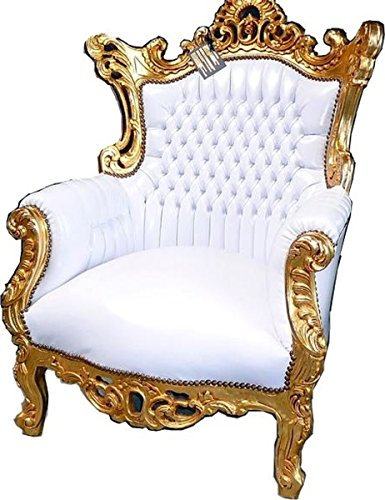 Casa Padrino Barock Sessel Al Capone Weiß/Gold - Antik Stil Wohnzimmermöbel