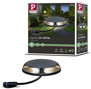 Paulmann Beleuchtungssystem Plug&Shine LED-Bodenaufbauleuchte 3 W Warm-Weiß 93920 Anthrazit 2er Set
