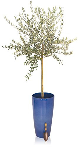 Primrose Garden Outdoor Pacific Blue Cylinder Round Stone Composite Planter 75cm (29.5in)