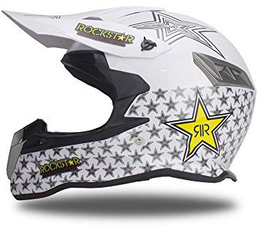 Woljay Off Road Helm Motocross-Helm Motorradhelm Motocrosshelme Fahrrad ATV Rockstar Weiß (L)