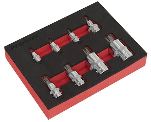 Sealey AK6241 8PC 1/4, 3/8 & 1/2Sq Drive Spline Socket Bit Set