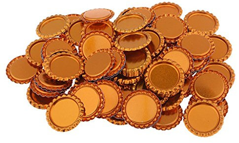 Tubayia 100 Stück Metall Abgeflachte Kronkorken Bottle Caps für DIY Handwerk Scrapbooking (Gold)