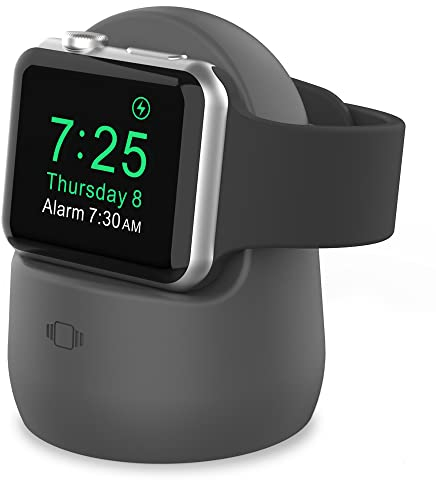 AhaStyle Supporto Apple Watch Station compatibile con Apple Watch Ultra 2, Ultra, SE2, SE, Series 9 8 7 6 5 4 3 2 1 (49/45/44/42/41/40/38mm) in silicone caricatore Apple Watch Dock Holder (grigio)