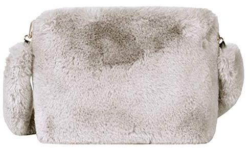 VALICLUD Plüsch Schultertasche Grau - Große Kapazität Umhängetasche Für Damen Ideal Für Alltag Einkaufen Und Ausgehen Leicht Und Stylisch Perfektes Geschenk