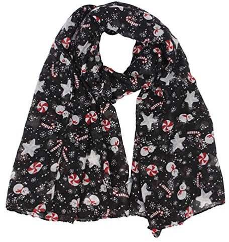 Amosfun Weihnachtsschal Damen Frauen Schal Tuch mit Süßigkeiten Muster 90x180cm Halstücher Weihnachten Neujahr Festival Party Geschenk Outdoor Im Freien Multifunktionstuch Stil B