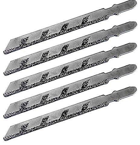 N / A 5pcs 100mm T Shank Jigsaw Blades Diamond Coated Jig Saw Blade Set Masonry Granite Tile Cutting Power Tools Accessories