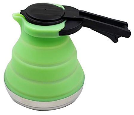 Bouilloire pliable portable en silicone 1200 ml pour randonnée, camping et intérieur (vert)