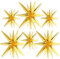 PartyWoo Gold Star Balloons - 6pcs One-Piece 14-Pointed Explosion Stars with Ribbon, Mylar Balloons for Gold Party Decorations, Birthday (27 & 22 inch)