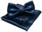 JEMYGINS Herren Fliege Dunkelblau 5 Satin Fliege und Einstecktuch mit Manschettenknöpfe Sets