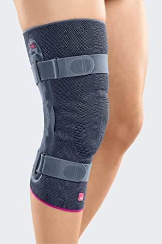 medi - Genumedi pro - Knieorthese mit Patella-Pelotte Extraweit mit Haftband - Silber - Größe III- Kniebandage zur Knie Gelenk Stabilisierung - Knee Support - Bandage Kniegelenk Stabilisator