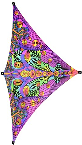 PSYWORK Schwarzlicht Segel Spandex | Dreieck M Lemon Tree Wonderland Violet | 1,85 x 2,90m | UV-aktiv | leuchtend | Wandtuch Wandbehang Stoff Neon Deko Party Tuch Tapestry Poster Psy Goa