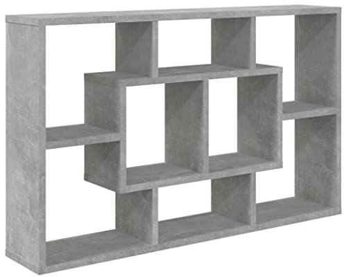 vidaXL Wall Mounted Shelf, Stylish Engineered Wood Floating Shelf with 8 Compartments, Elegant Concrete Grey Finish, Ideal for Living Room and Bedroom