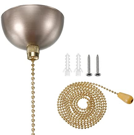 PATIKIL AC 125/250V Tracción Cadena Interruptor, On-Off Hemisferio Cubierta para Pared Lámpara Techo Lámpara, Cepillado Níquel