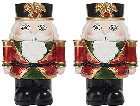 JAWSEU 2PCS Weihnachten Kerzenhalter Metall Soldat Teelicht Nussknacker Ornament Weihnachten Tafelaufsatz Dekoration, Vintage Tischdeko für Weihnachten Hochzeit Party Decor Geschenk