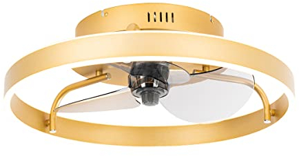 Qazqa - Modern Deckenventilator mit beleuchtung Messing 50cm inkl. LED Dimmbar mit Fernbedienung - Maddy Dimmer I Dimmbar I Wohnzimmer I Schlafzimmer - Stahl Rund - I LED