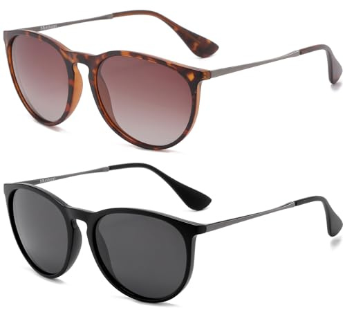Musivon Polarisiert Sonnenbrille Damen Herren - Retro Rund Sonnenbrille fur Autofahren Fahrradbrille