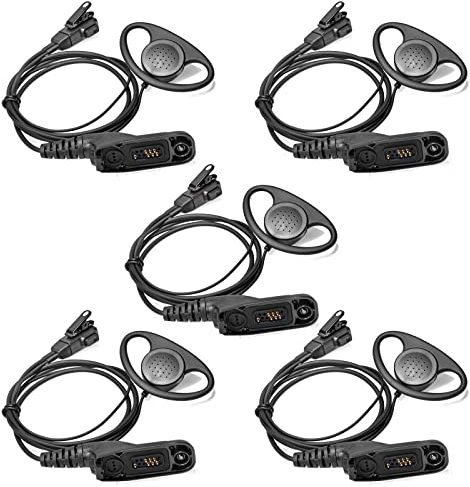 HYSHIKRA Auricolare a Forma di D con Microfono Auricolare multipin Compatibile con Motorola DP3400 DP4400 DP4800 DGP4150 XiR-P8200 Xpr-6300 Radio bidirezionale (5 pezzi)