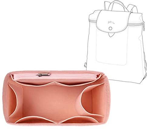 D.DUO Organiseur de sac à dos, organiseur de sac à main, organiseur de sac en feutre multi-poches pour Longchamp Le Pliage (Rose)