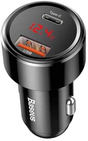 Baseus Grundoöses Doppel USB + USB-C-Auto-Ladegerät 4.0+ / QC3.0 45W schnelles Ladegerät Schwarz