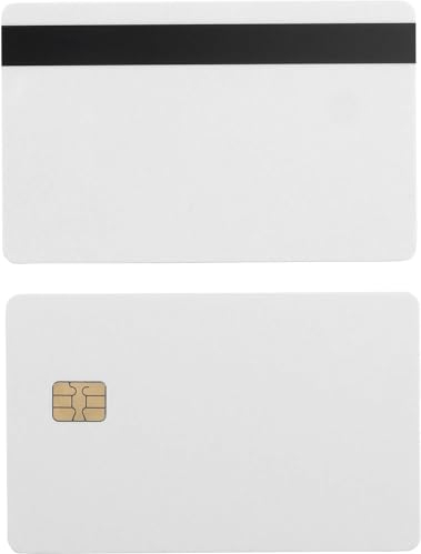 Waizmann.IDeaS® 10x Plastikkarten Magnetkarten Blankokarten Chipkarte SLE 4442 HiCo Magnetstreifen aus PVC weiß 86 x 54 x 0,76mm glänzend laminiert bedruckbar weiß